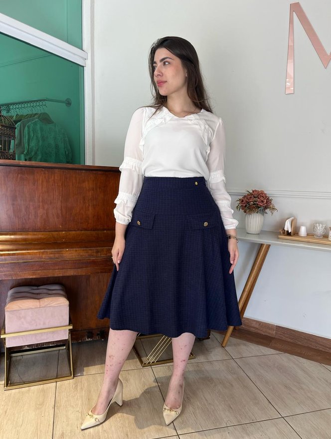 Saia Evasê Saias No Pinterest Jeans Longa Saia Midi Evase Jeans